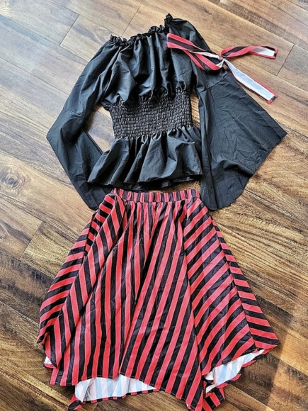 Black & Red Striped Pirate Costume Size Large